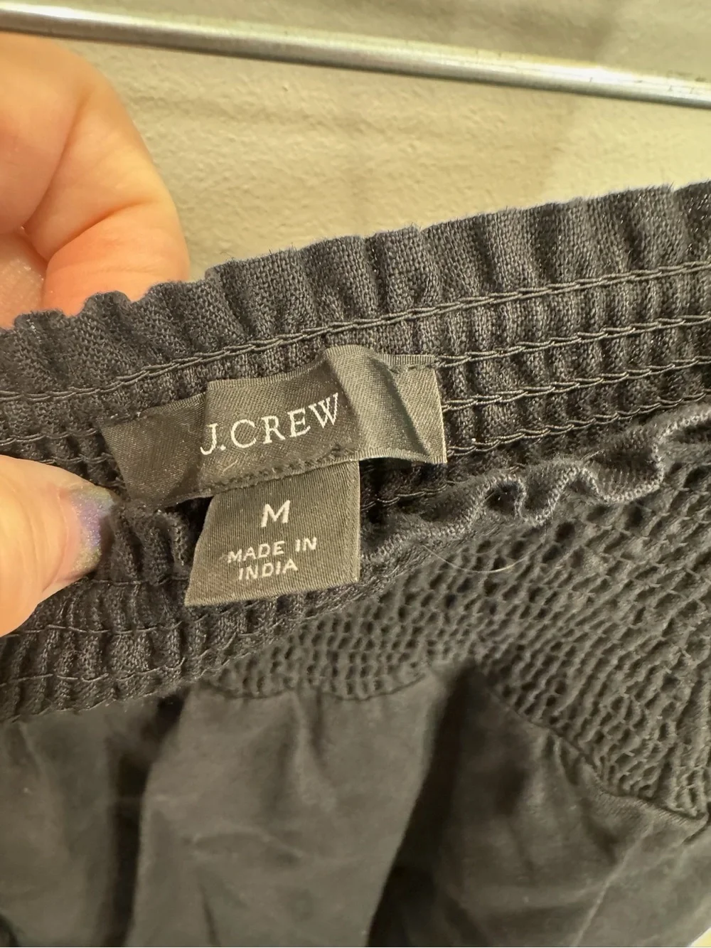 J. Crew Black Smocked Waist Circle Skirt